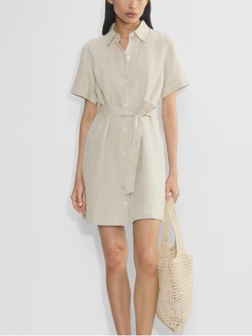 Aritzia Wilfred Elena Linen Mini Dress in Ecru